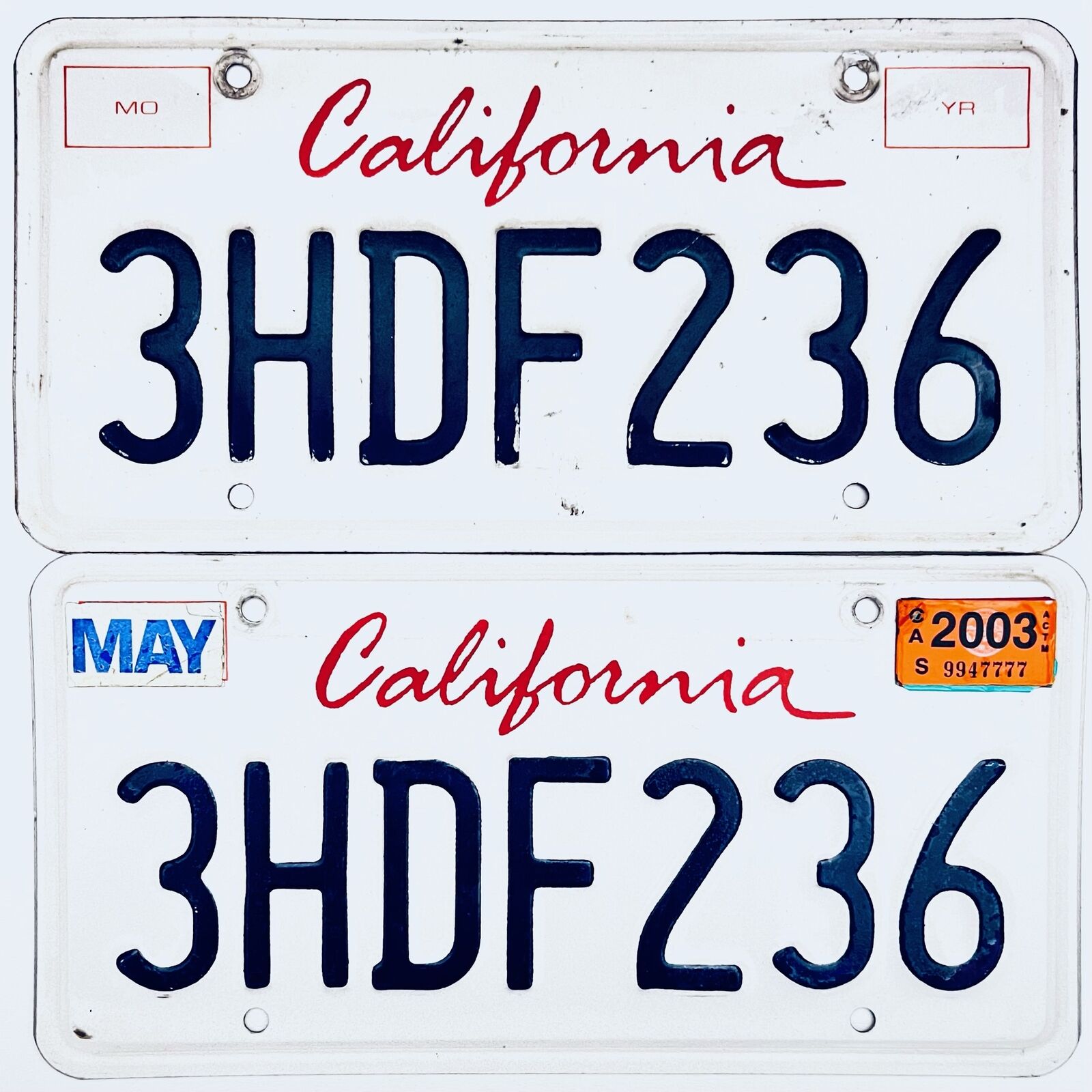 2003 United States California Lipstick Passenger License Plate 3HDF236