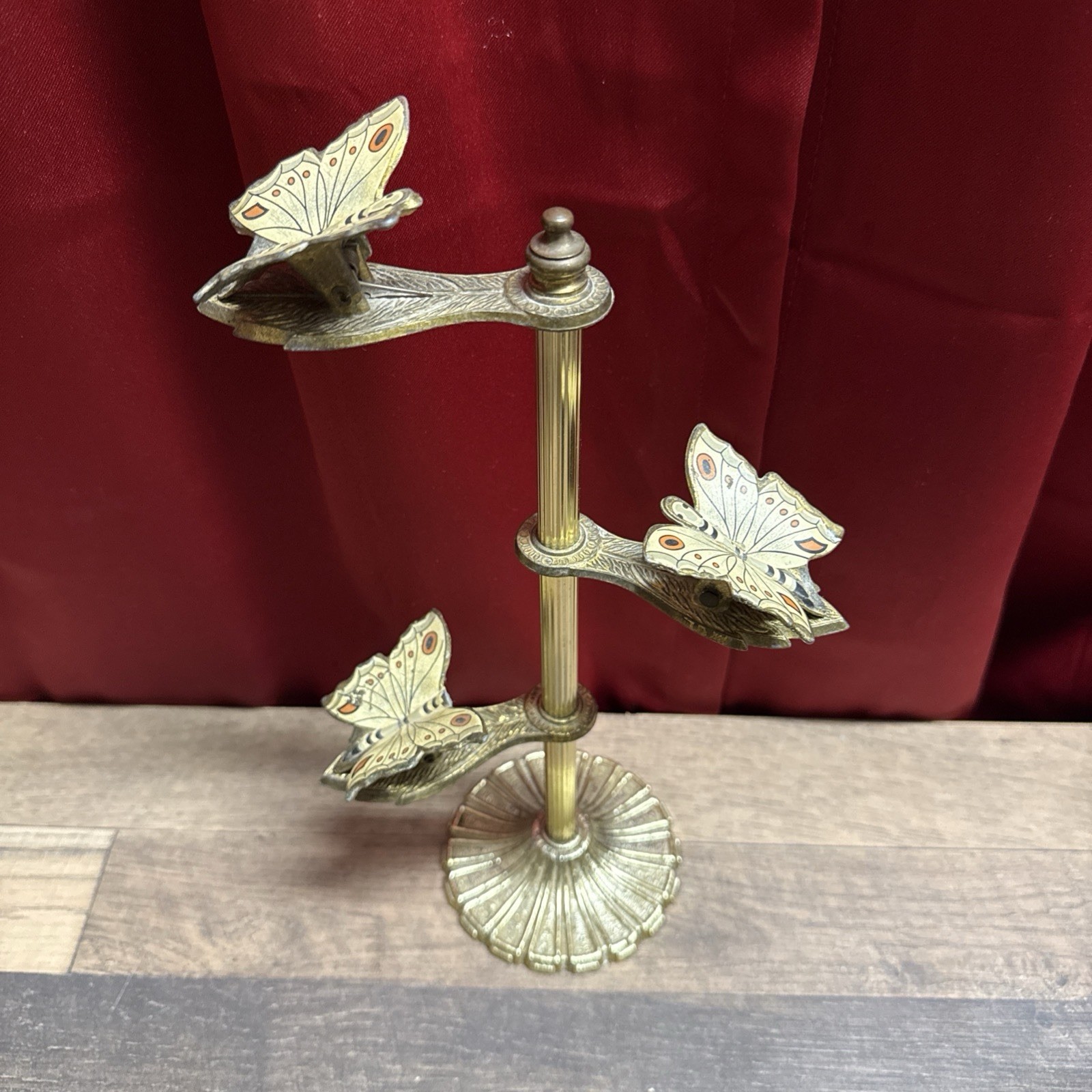 Vintage Allied Brass Butterfly Clip Paper Jewelry Photo Holder Dmg
