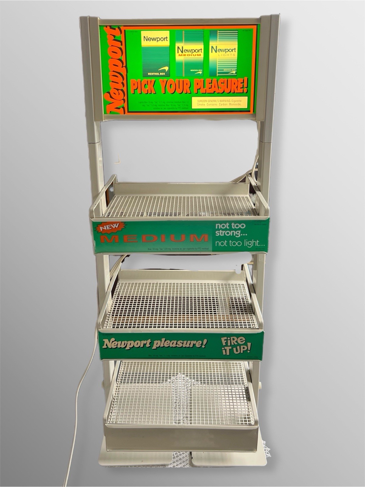 Vintage 80s 90s Newport Cigarette Light Up Counter Display Shelf WORKS
