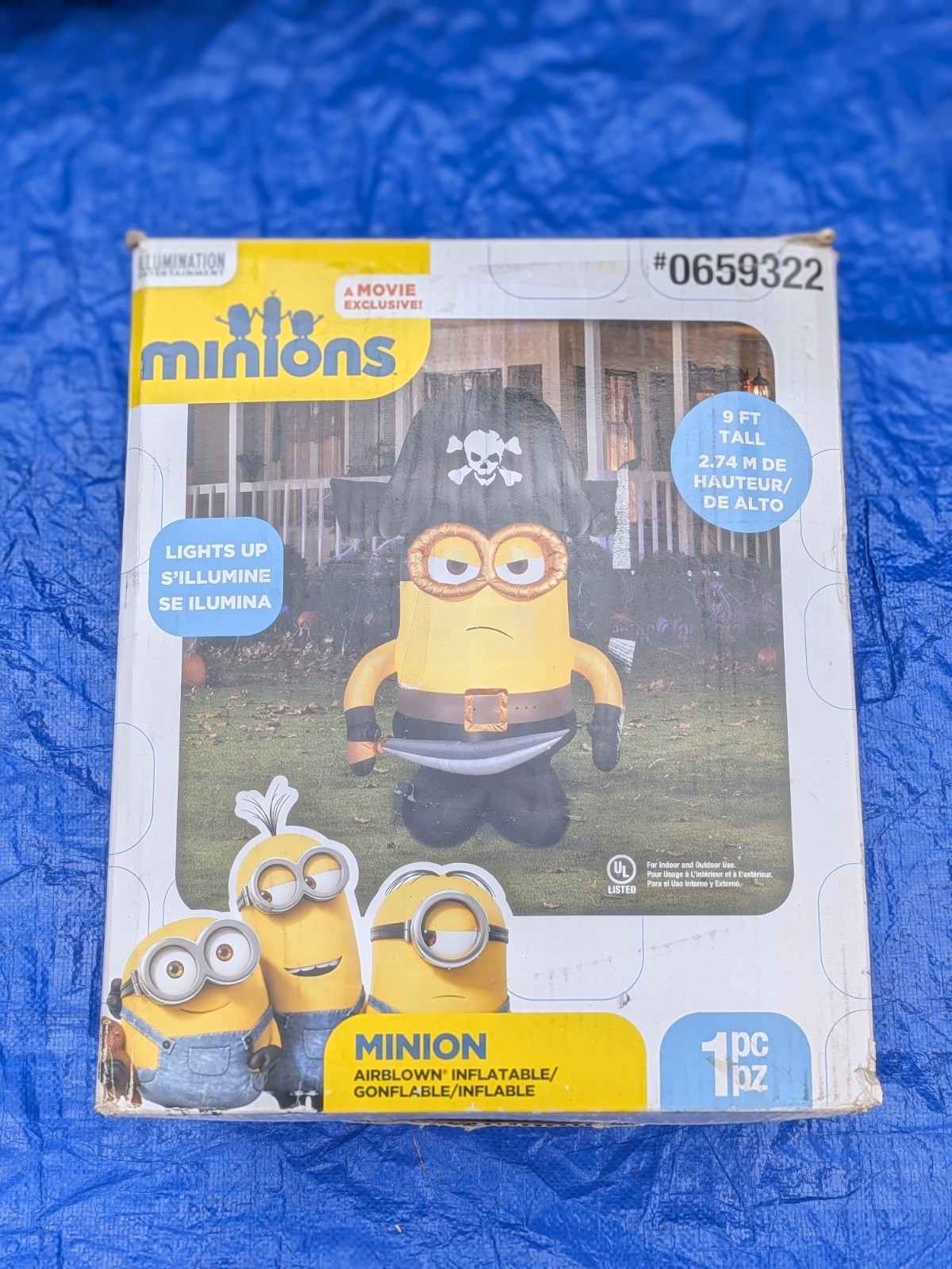 Gemmy Halloween Huge 9' Tall Minion Ahoy Matey Pirate Airblown Inflatable :READ:
