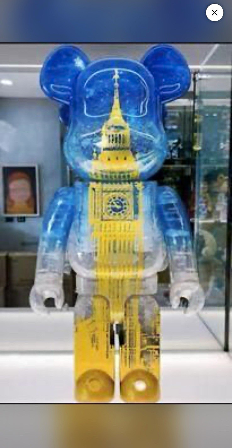 Medicom Toy x Be@rbrick Bearbrick Clear Blue & Gold Big Ben Art Toy Figure 1000%