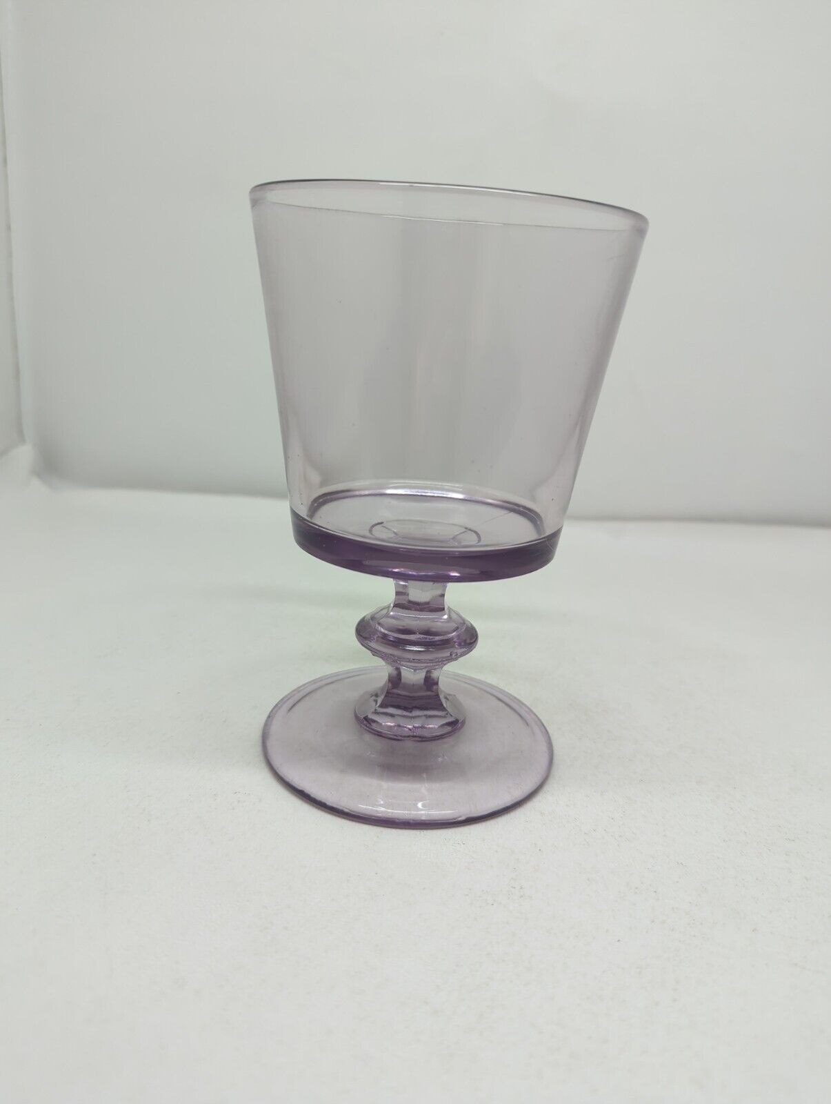 Clear Lilac Purple Glass Pedestal Spooner Vase 6.25\