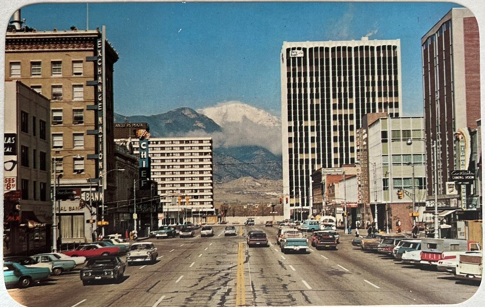 Colorado Springs Pikes Peak Avenue Postcard c1970