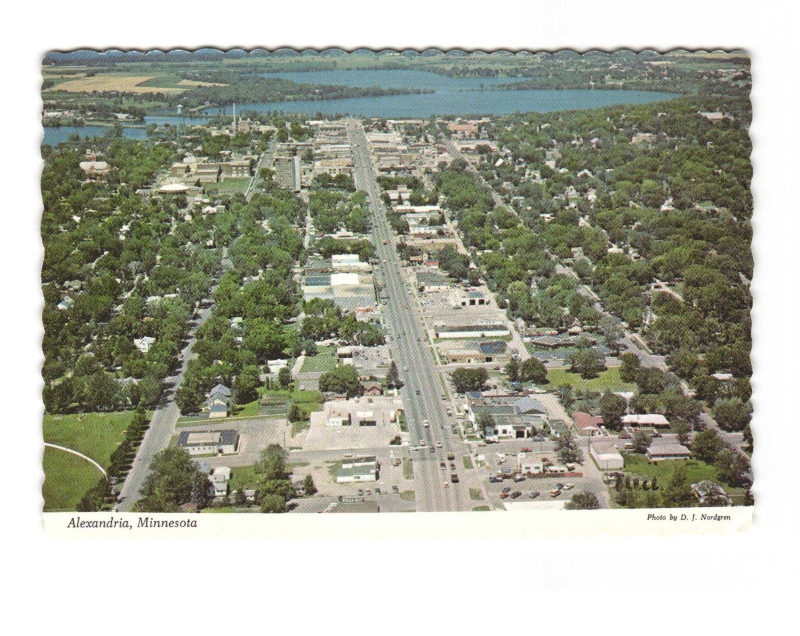 Aerial view of Alexandria MN Birthplace of America VTG postcard UNP