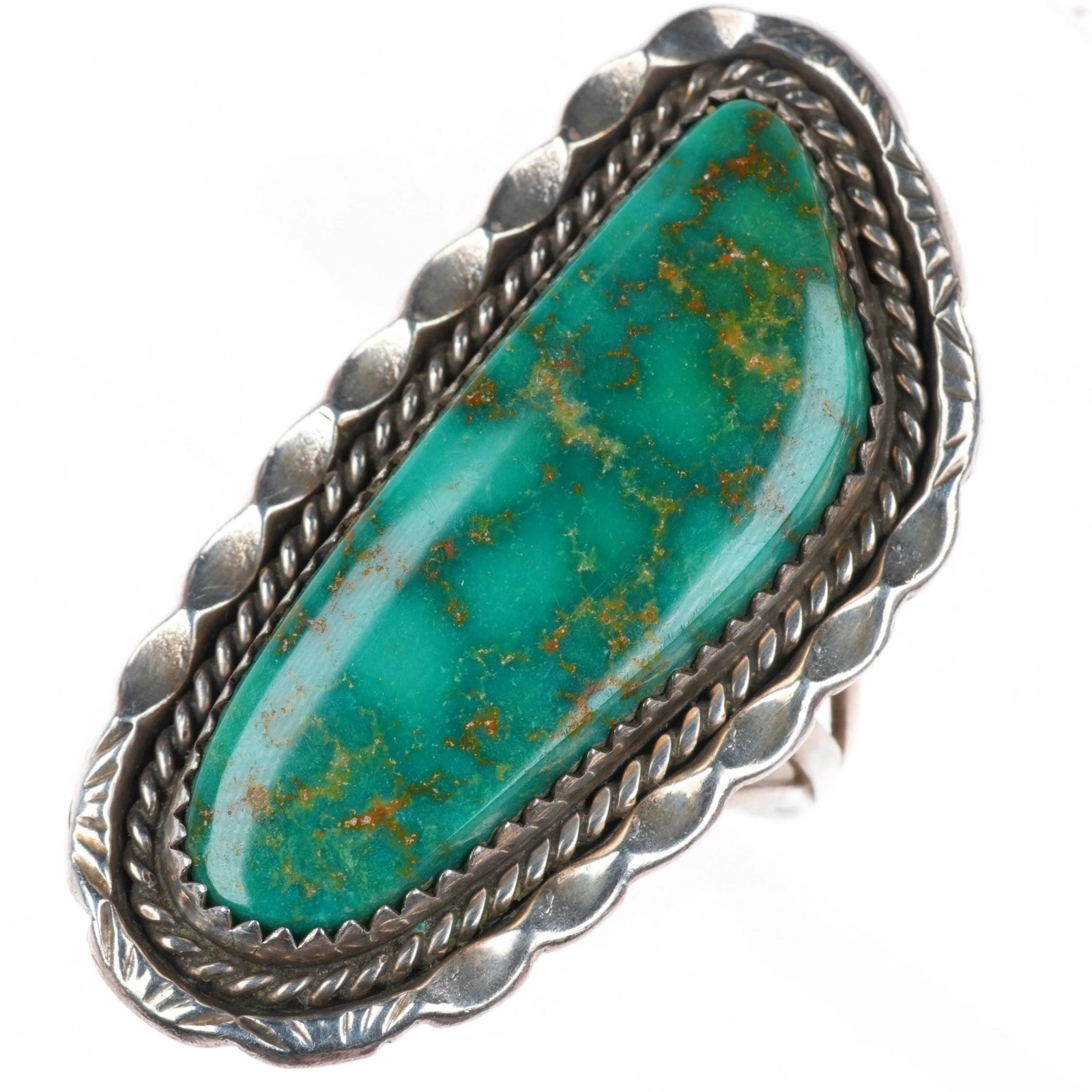 sz8 vintage Navajo high grade webbed Royston turquoise sterling silver ring