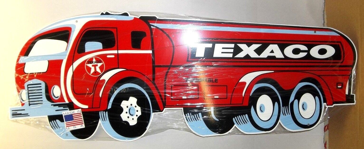 Awesome Texaco Tanker Truck, Die-Cut Heavy Steel Sign, Porcelain Look & Feel