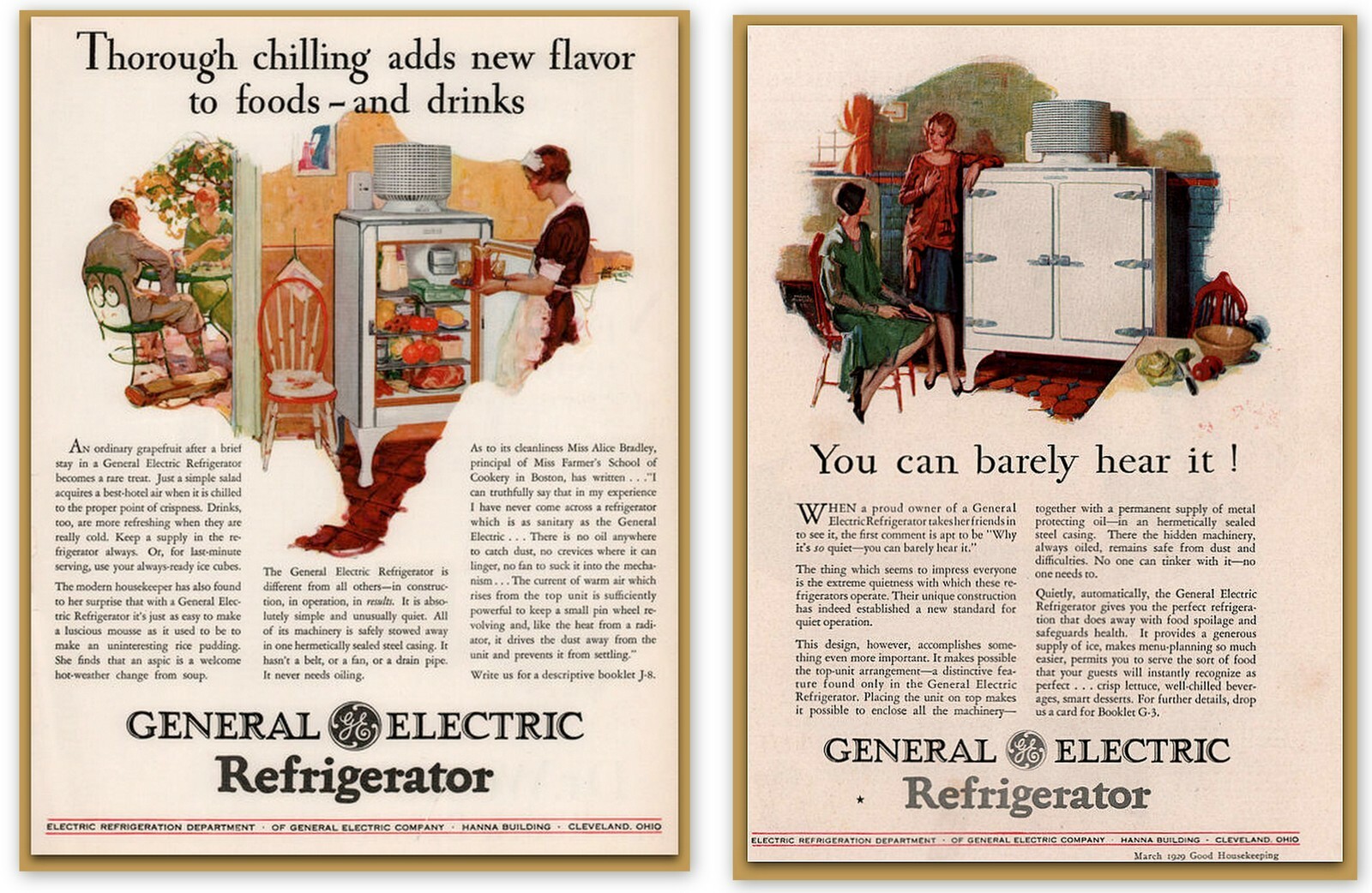  2 1928- 29 G E Refrigerator Bird Cage Top Motor Bensing Monroe Art Print Ads 