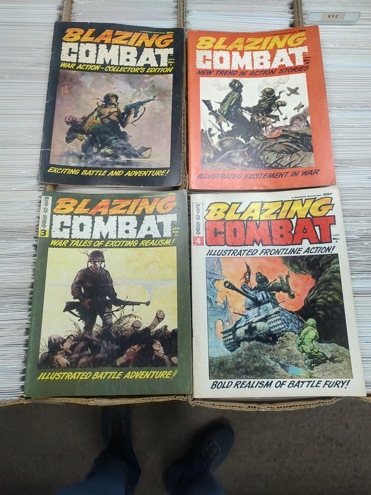 Blazing Combat 1-4 2 3 complete set Warren Magazine all have Frazetta covers