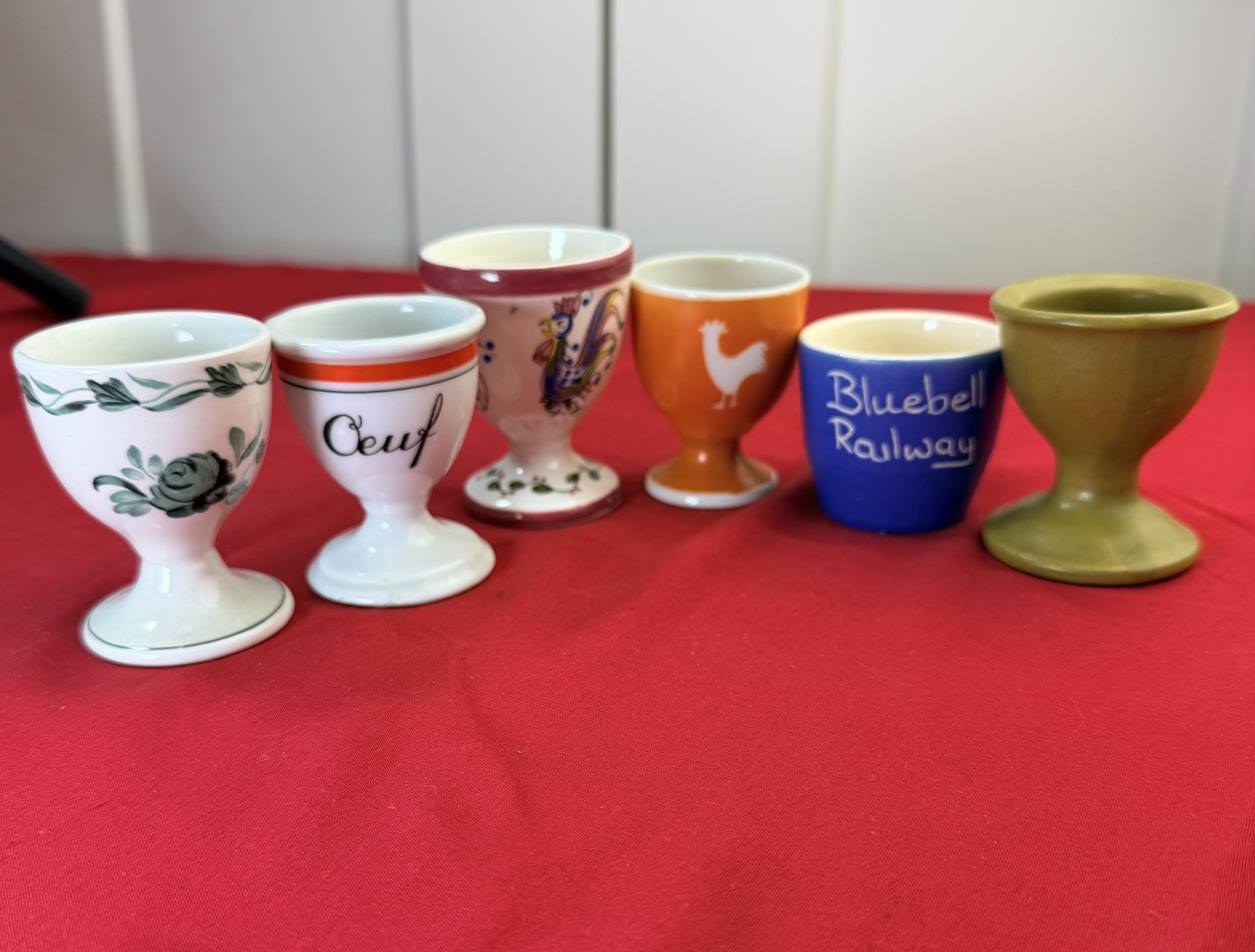 Vtg Ceramic Egg Cups Lot 6 Adams Wedgwood Denby Quimper France England