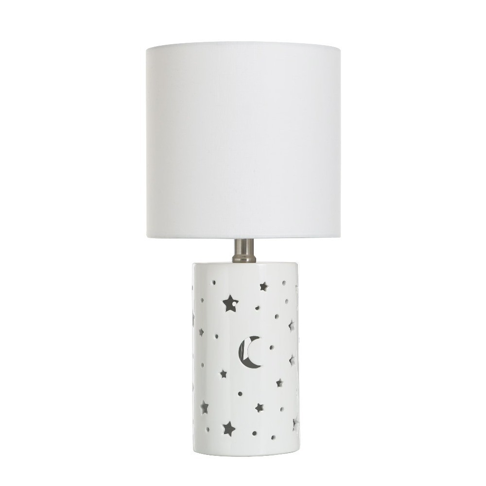 Nightlight Table Lamp with White Shade, 8.5 x 8.5 x 17 Inches, Stars and Space