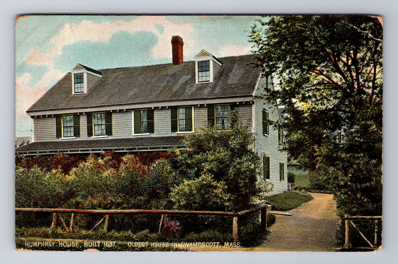 Swampscott MA-Massachusetts, Humphrey House, Antique, Vintage Souvenir Postcard