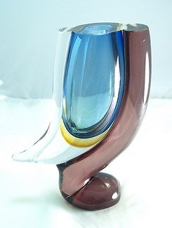 M Design Art Glass Amber Rainbow Huge Vase Sculpture N0606 [Kitchen]