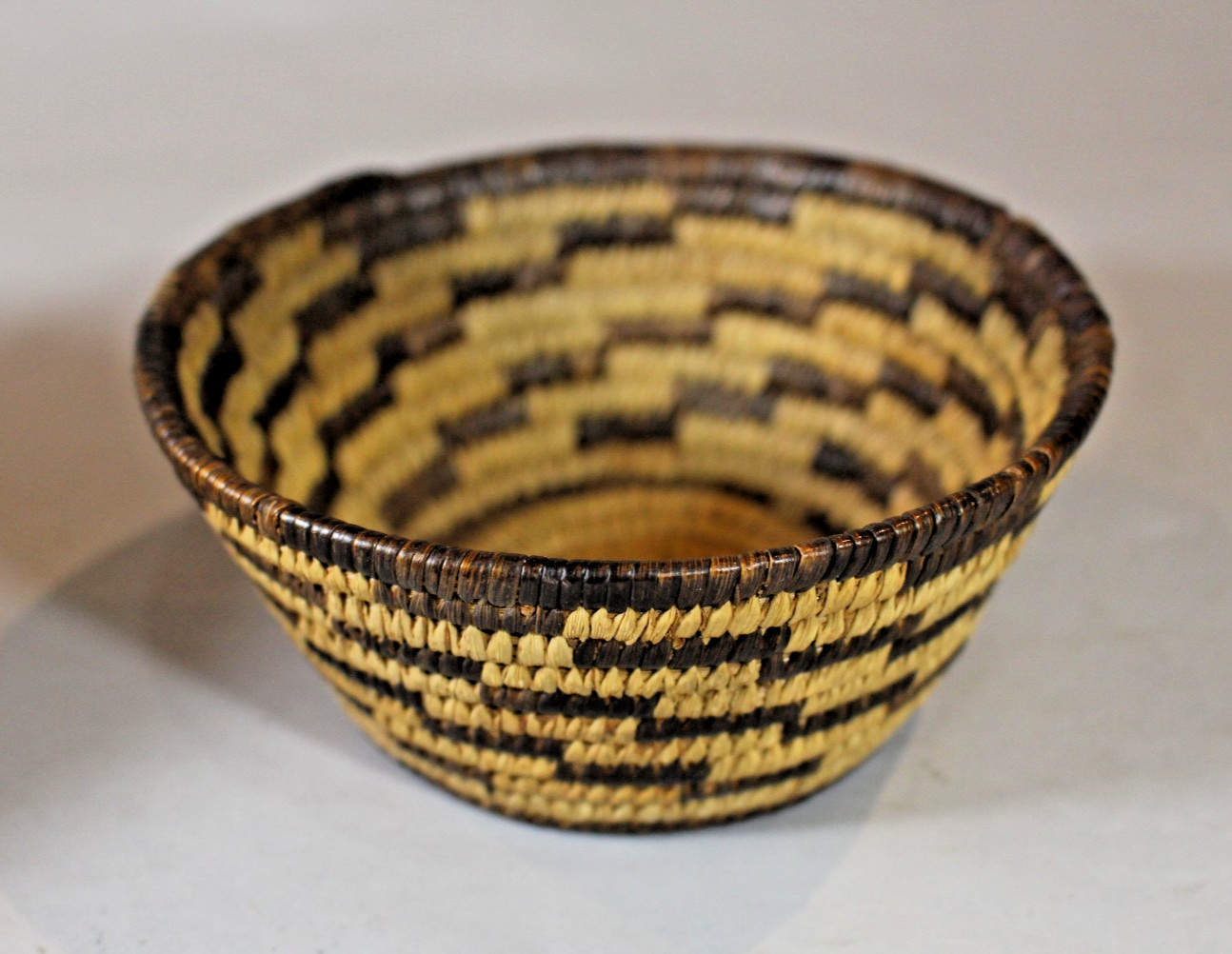 Fine Antique Papago (Tohono O'odham) Indian Basket with Step Pattern c. 1925