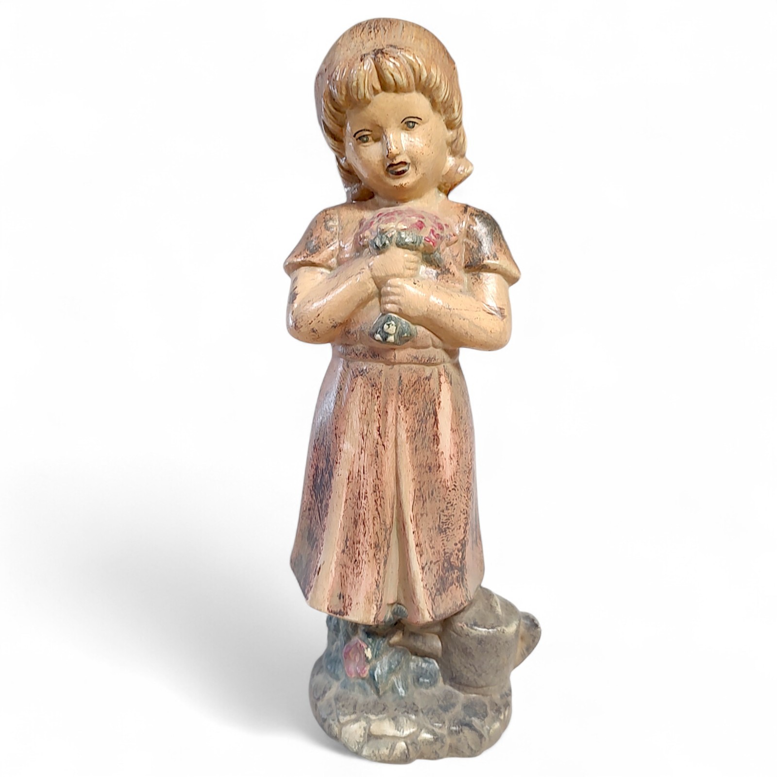 Rare Vintage Caffco Clay Little Girl Statue Approx. 13\