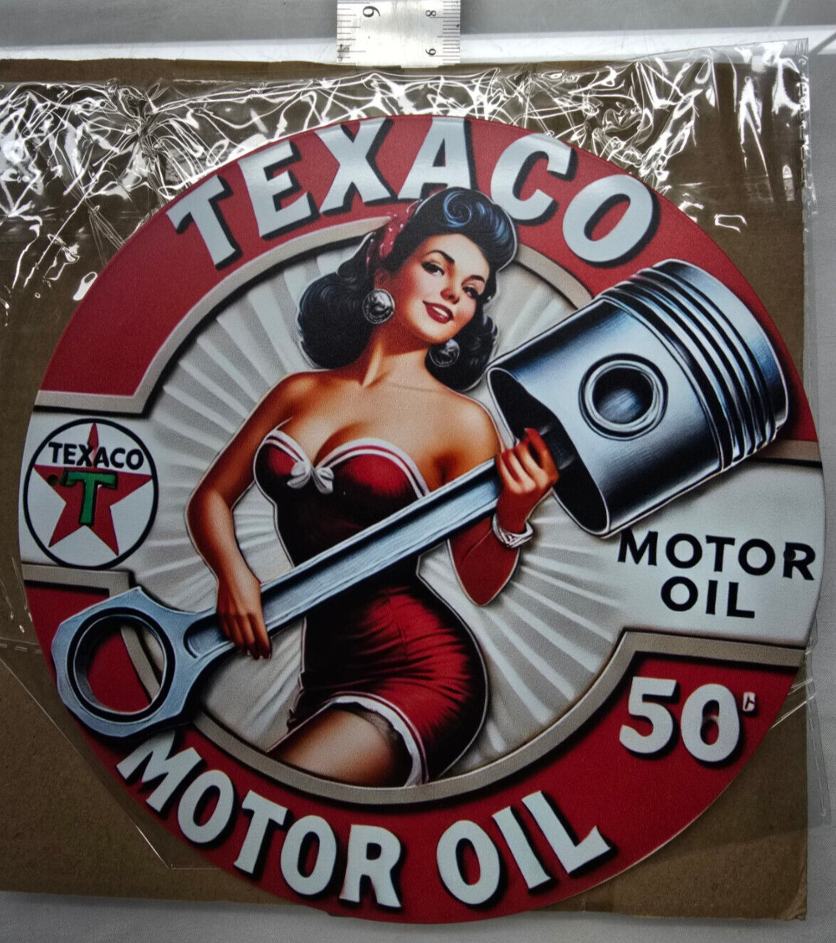 VINTAGE TEXACO GASOLINE SIGN PUMP PLATE GAS STATION OIL 7 3/4\