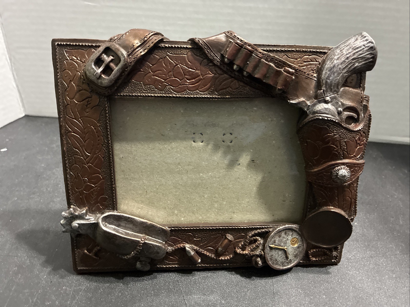 VTG Rustic Cowboy Western Gear Picture Frame 1997 Figi Graphics Country Ranch