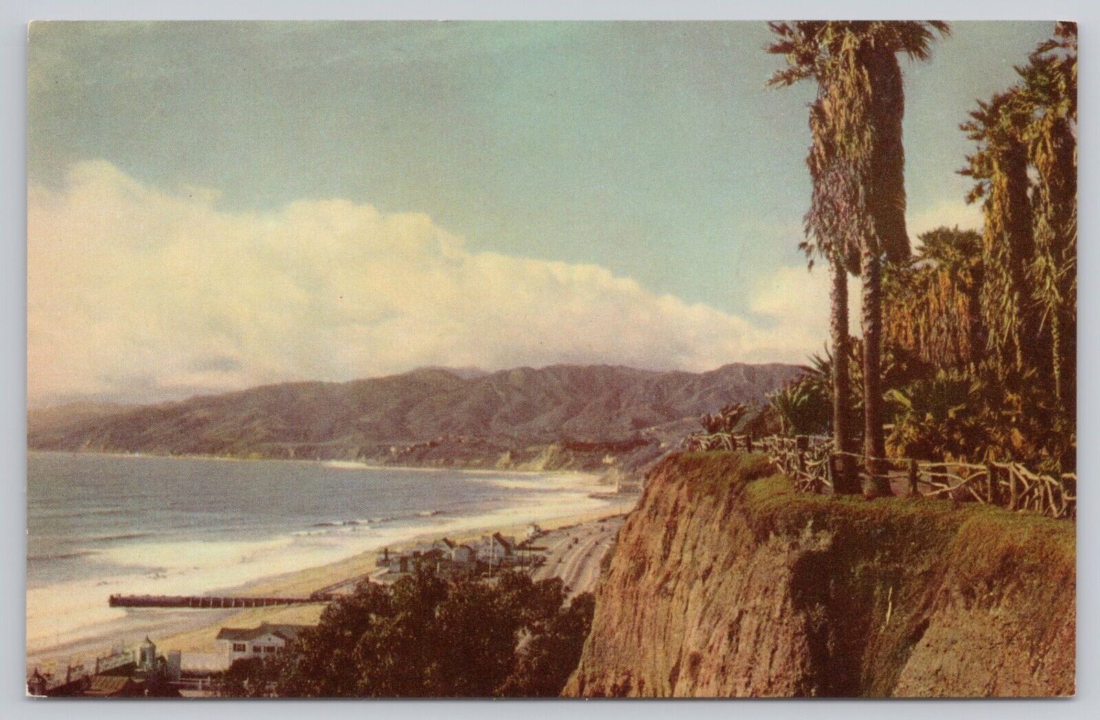 Santa Monica California, Palisades Highway Alternate 101 Beach, Vintage Postcard