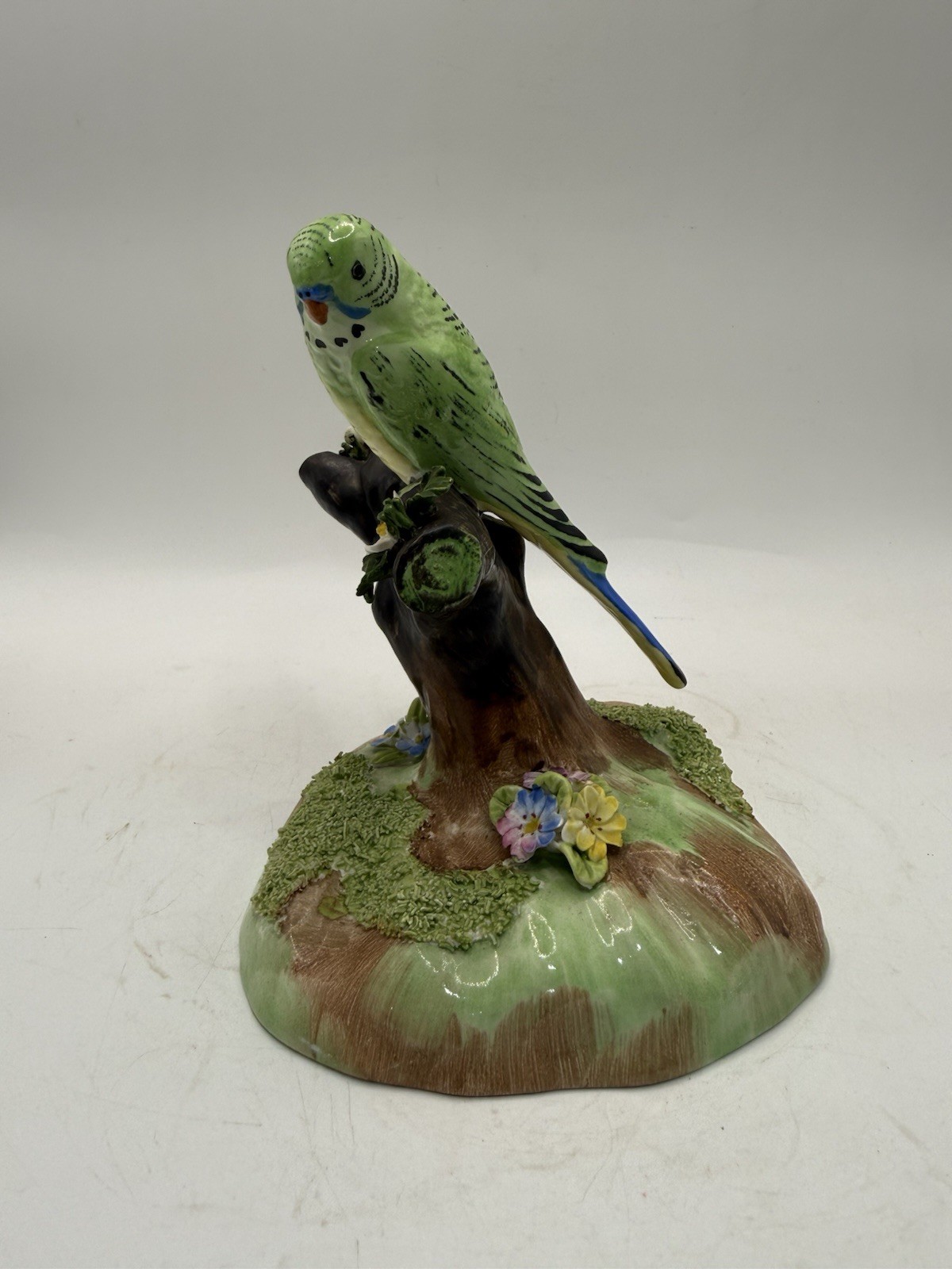 Vintage Denton China England Green Budgie Parakeet Bird Figurine 5
