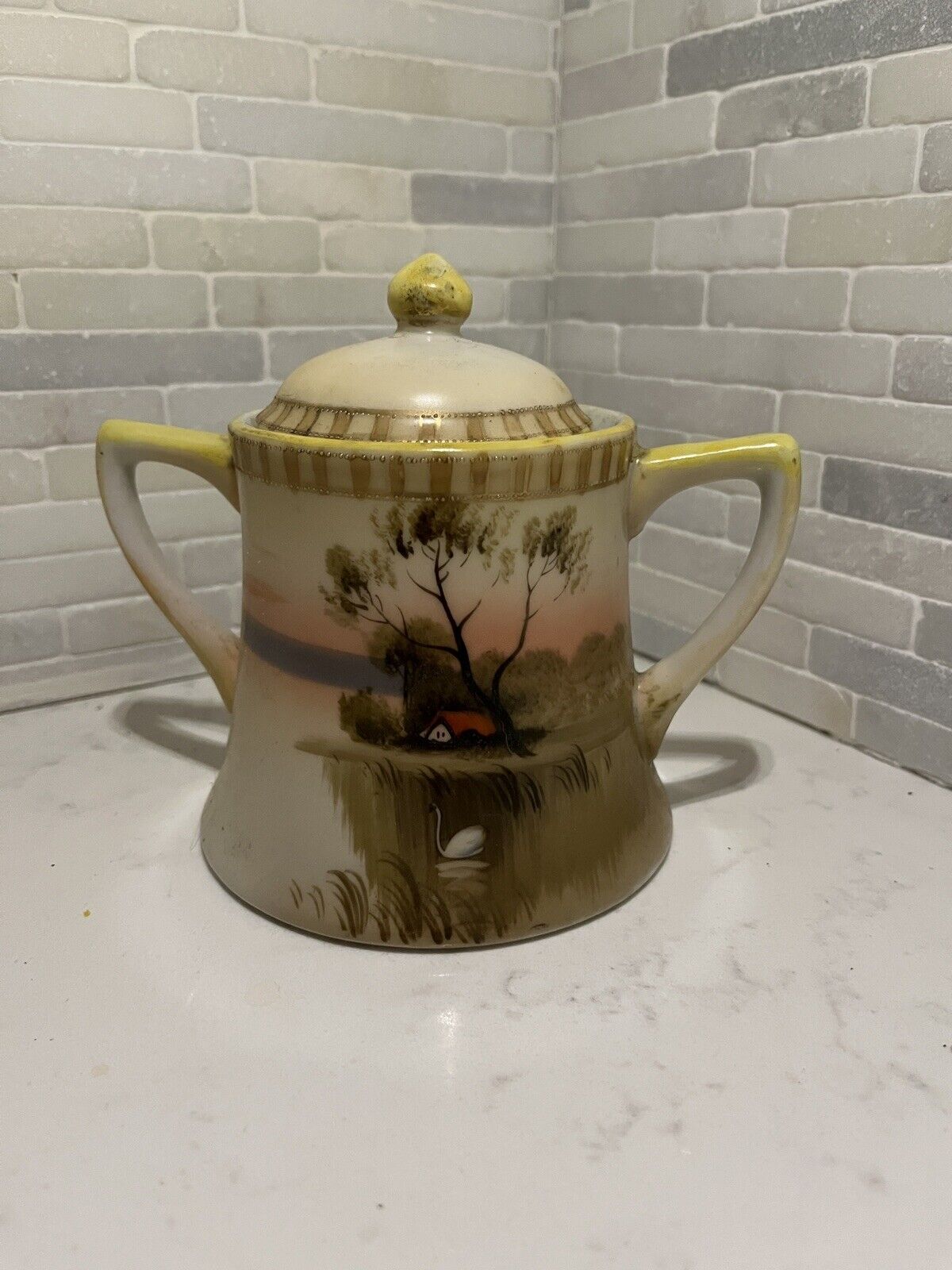 SUGAR BOWL with LID - Hand Painted By Takito Company