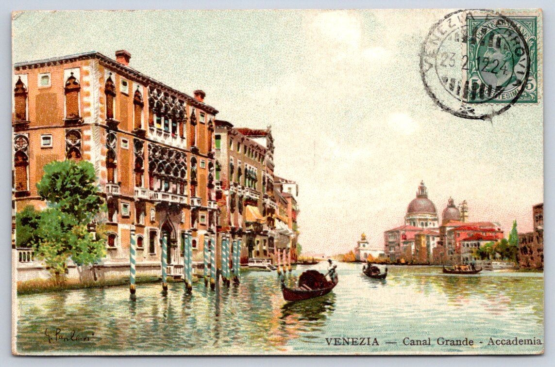 Venezia Antique Italy Postcard Venezia VENICE Canal Grande Accademia 1924 Venezia Antique Italy Postcard Venezia VENICE Canal Grande Accademia 1924