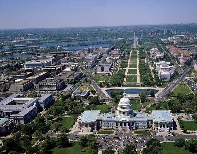 Photo:Washington DC U.S. Capitol National Mall Aerial View 1980s