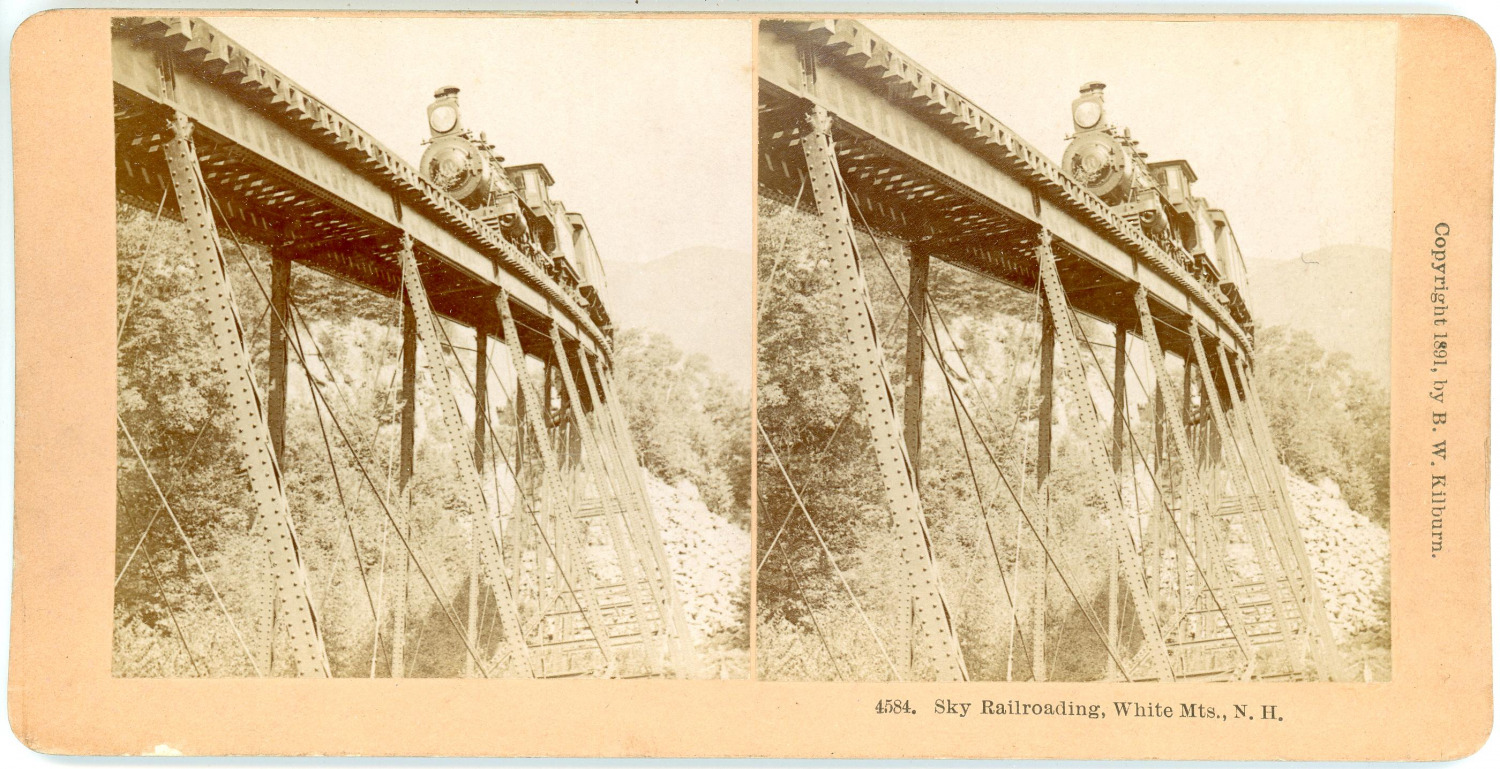 Stereo, USA, New Hampshire, Sky Railroading, White Mountains Vintage Stereo Card