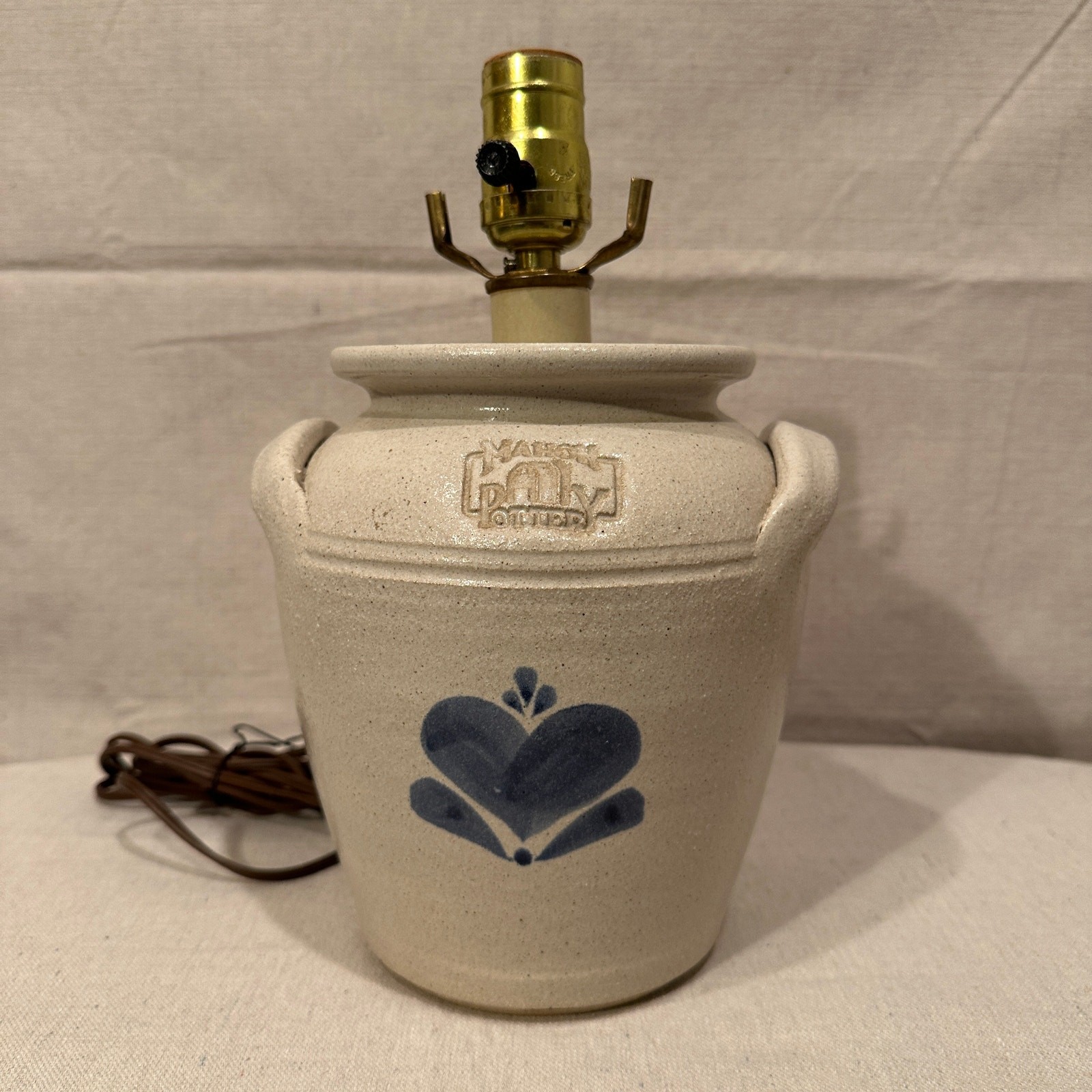 Vintage Mahon Pottery Stonewear Lamp Cobalt Cottagecore WORKS