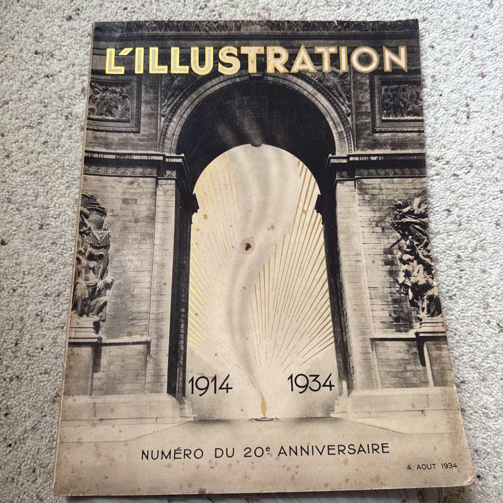 L’Illustration Aug 4 1934 WWI 20th Anniversary 1914-1934 French Magazine
