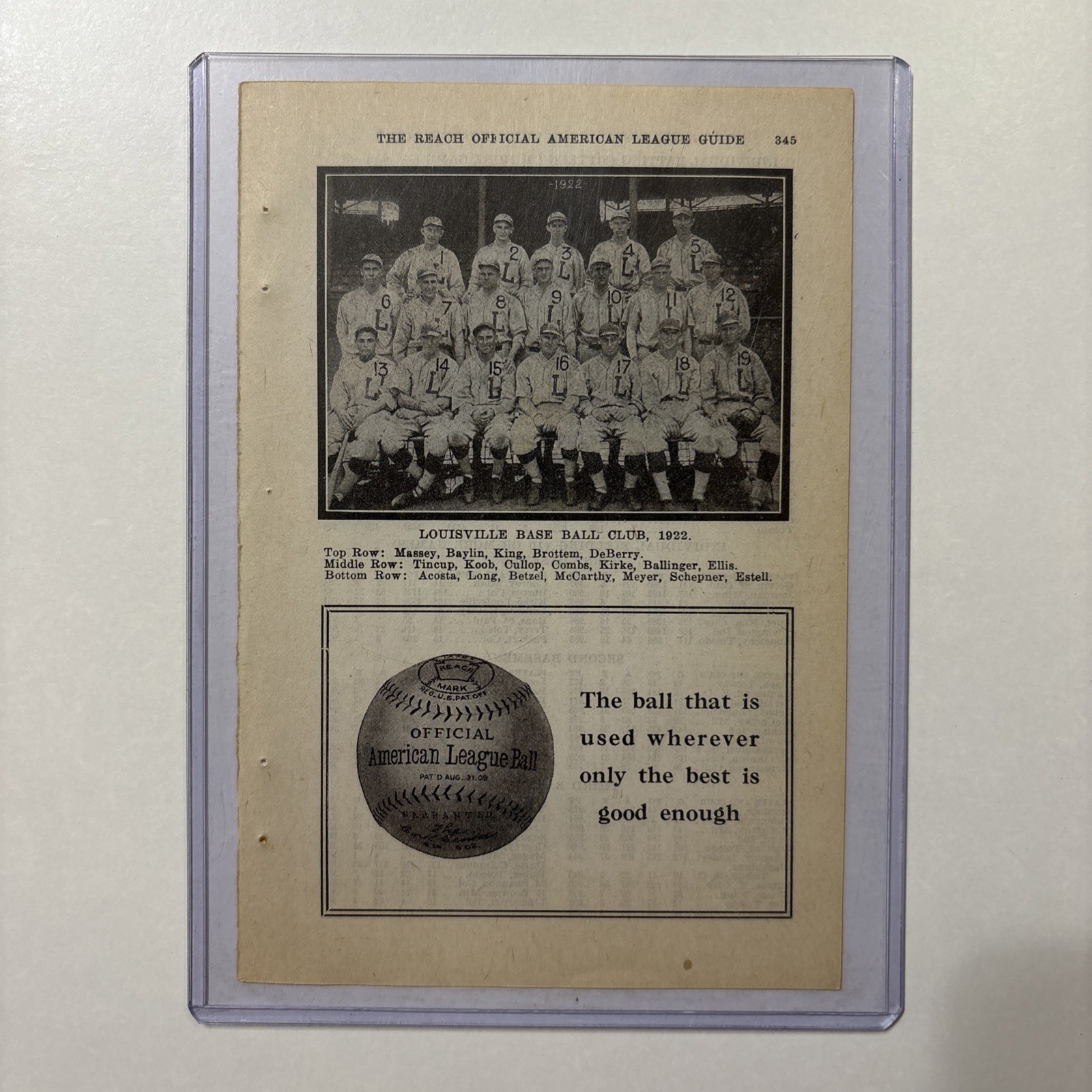 1922 Louisville KY Baseball Team Picture Rare Antique Vintage Kentucky