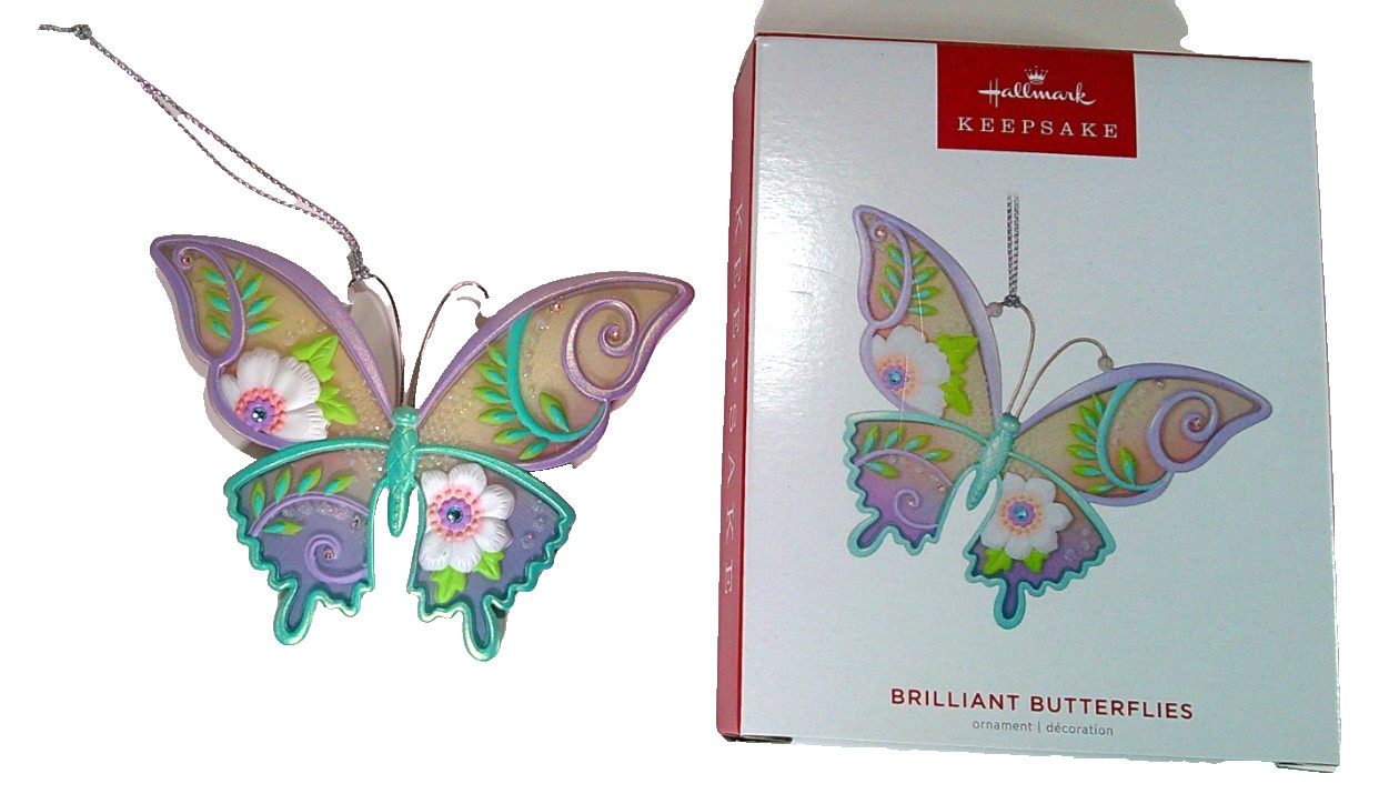 BRILLIANT BUTTERFLIES 2022 Hallmark Ornament Floral Design with Gem Accents