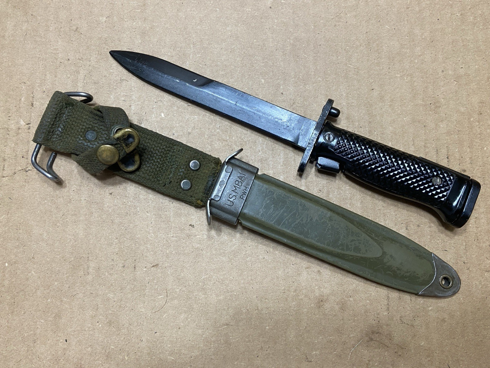 US M5A1 Garand Bayonet Milpar Col w USM8A1 PWH Scabbard Nice condition USGI