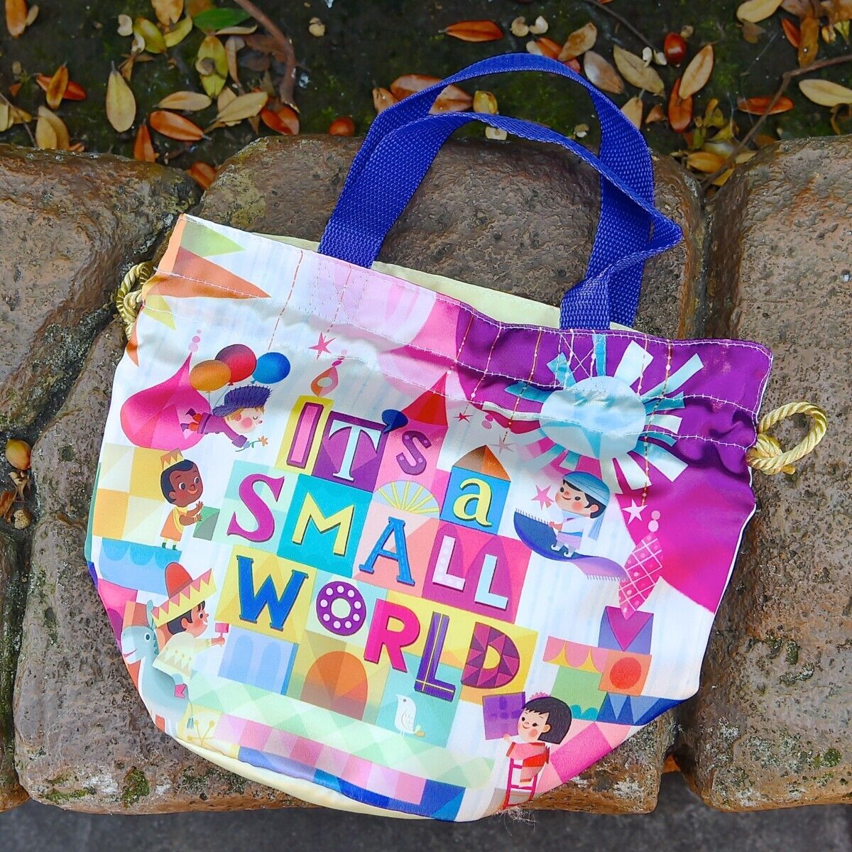 It's a Small World Souvenir Lunch Case Drawstring Bag Tokyo Disney Resort