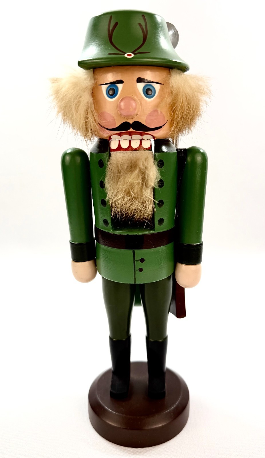 Vintage Seiffener Volkskunst German Nutcracker Forester Hunter Rifle Pipe GDR