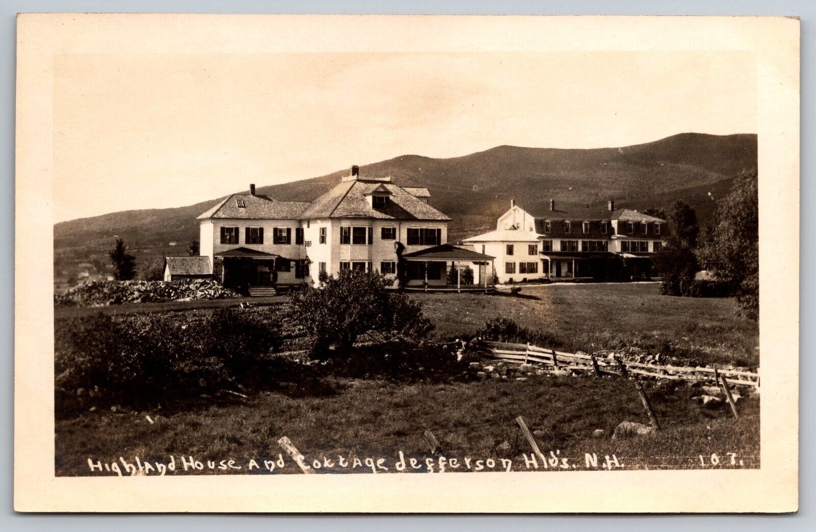 Highland House and Cottage. Jefferson Highlands. NH Real Photo Postcard RPPC