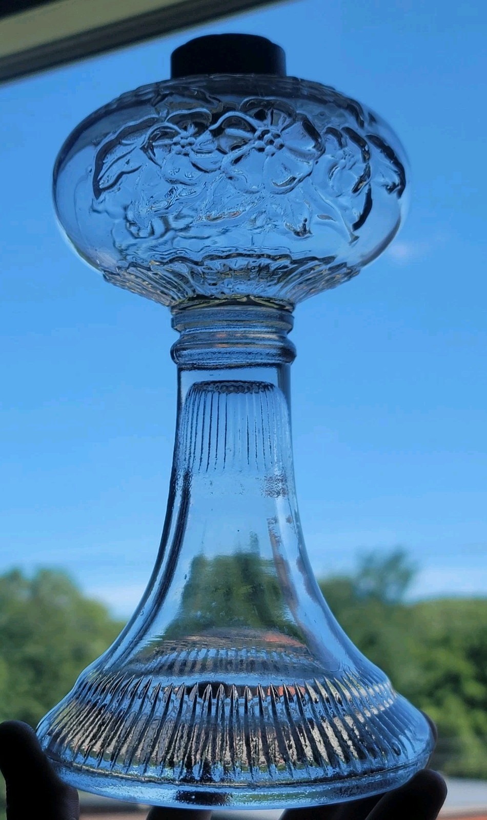 Vintage 19th C. #1 Nosegay Pattern Oil Kerosene Stand Lamp LOOK EAPG