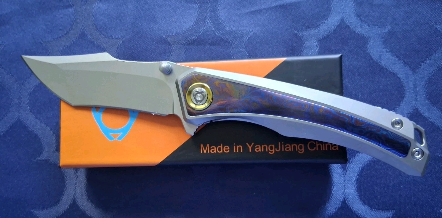 *NEW*🔥 SIXLEAF Folding Knife w/ 14C28N Blade & Titanium/Tima Handle SL-113-Tima