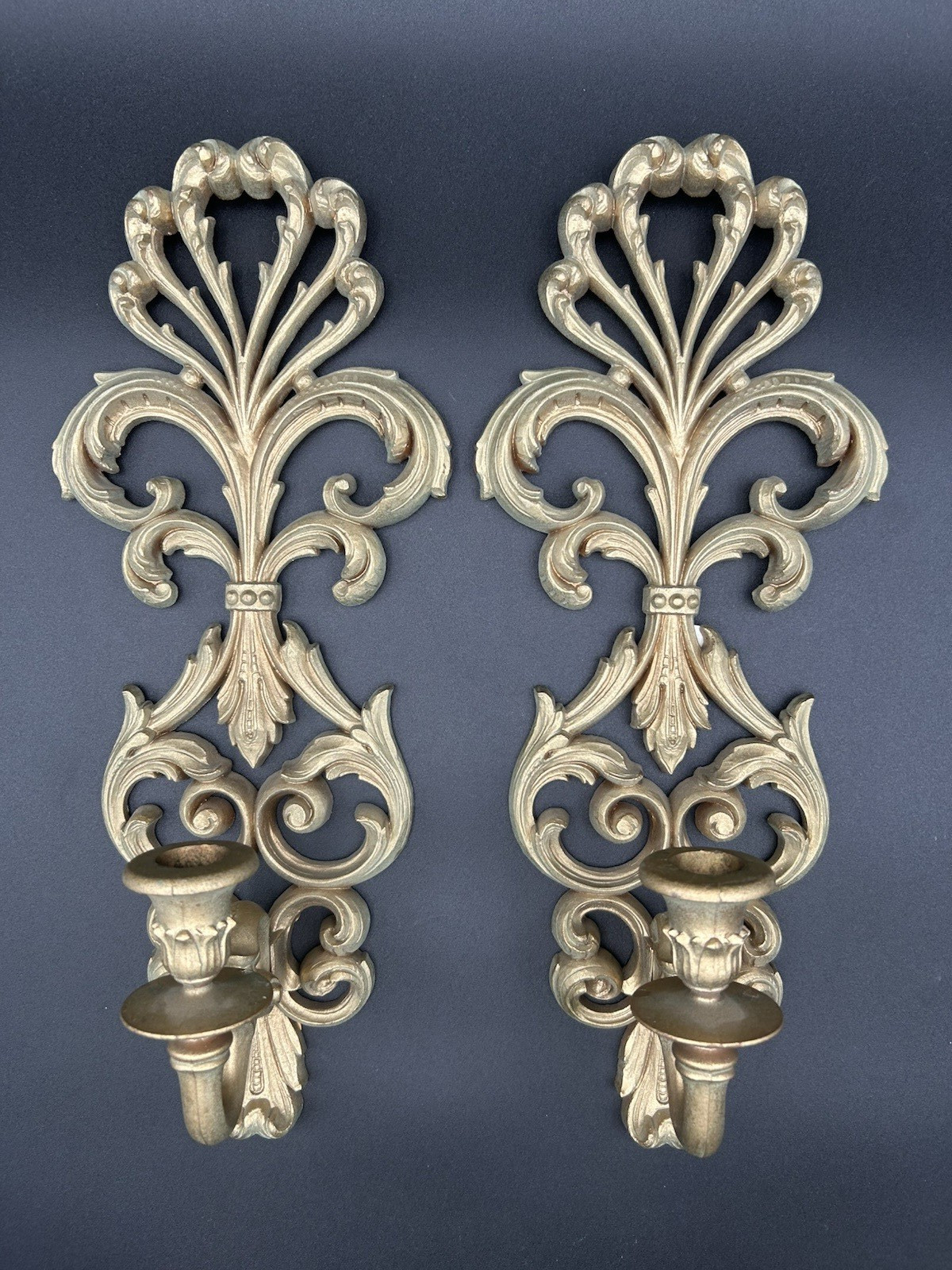 Vintage Pair Of Burwood Production Company Wall Mount Candle Sconces