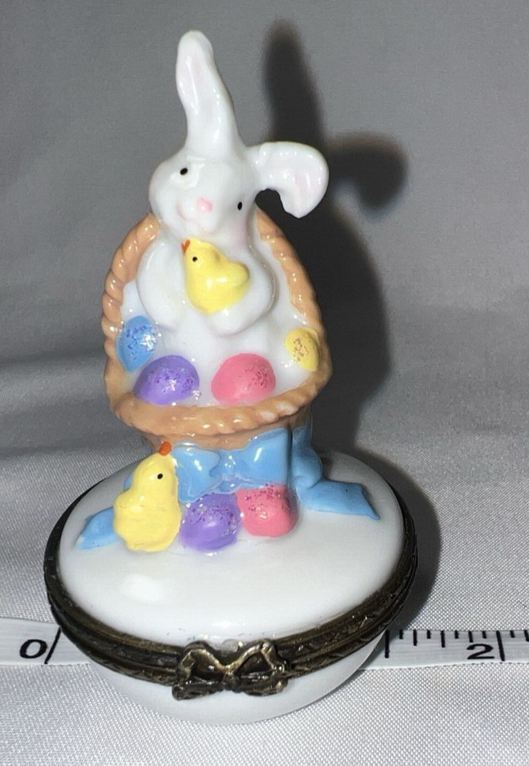Vintage Limoges France Porcelain Rabbit Easter Bunny Trinket Box Unmarked
