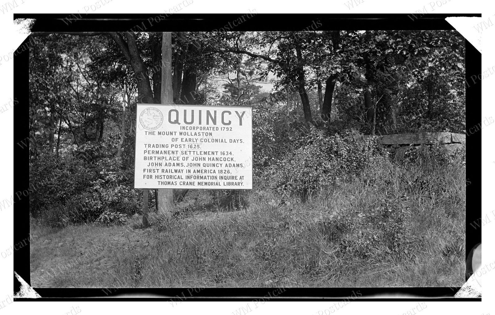 Quincy Massachusetts 1900s Historical Sign Standard Postcard Quincy Massachusetts 1900s Historical Sign Standard Postcard