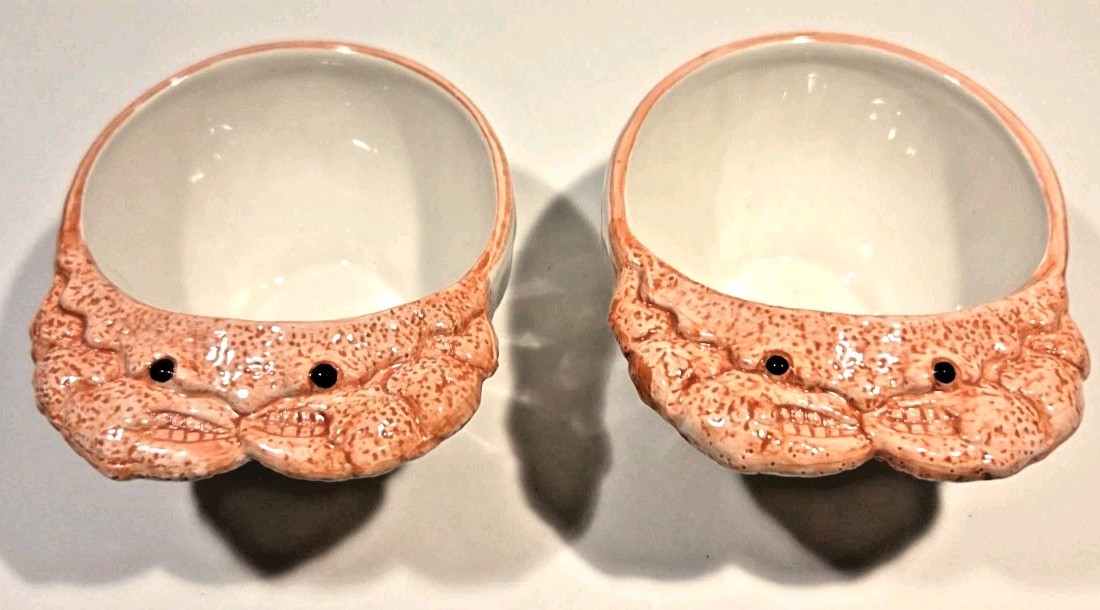 Vintage Bergschrund Pair of Crab Bowls Dishes Beach Nautical Sea Decor