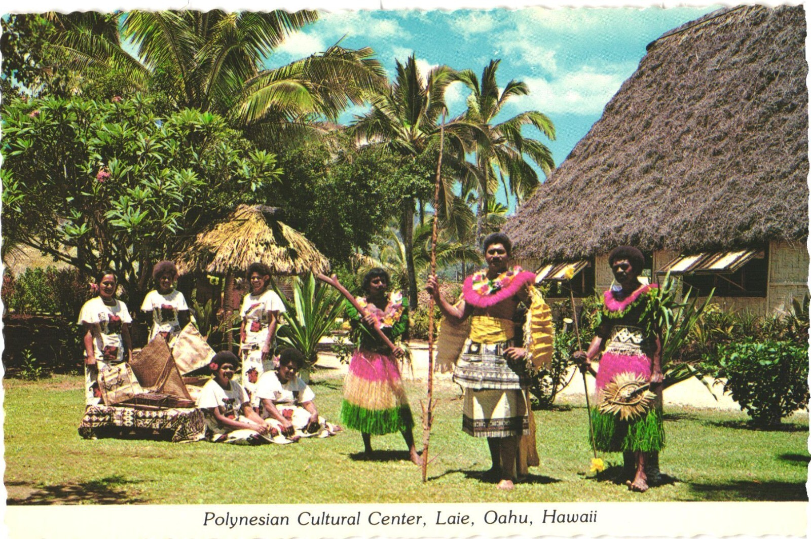 Laie Oahu Hawaii Polynesian Cultural Center Performers Chrome Postcard Unused