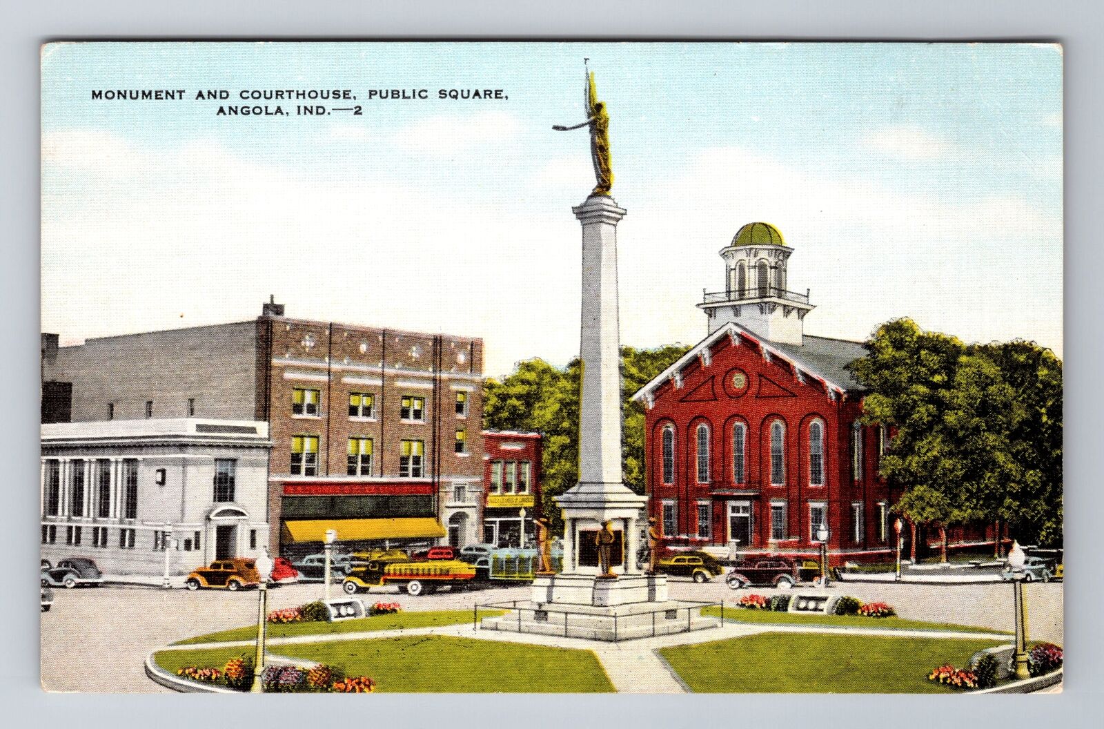 Angola IN-Indiana, Courthouse, Monument, Public Square, Antique Vintage Postcard