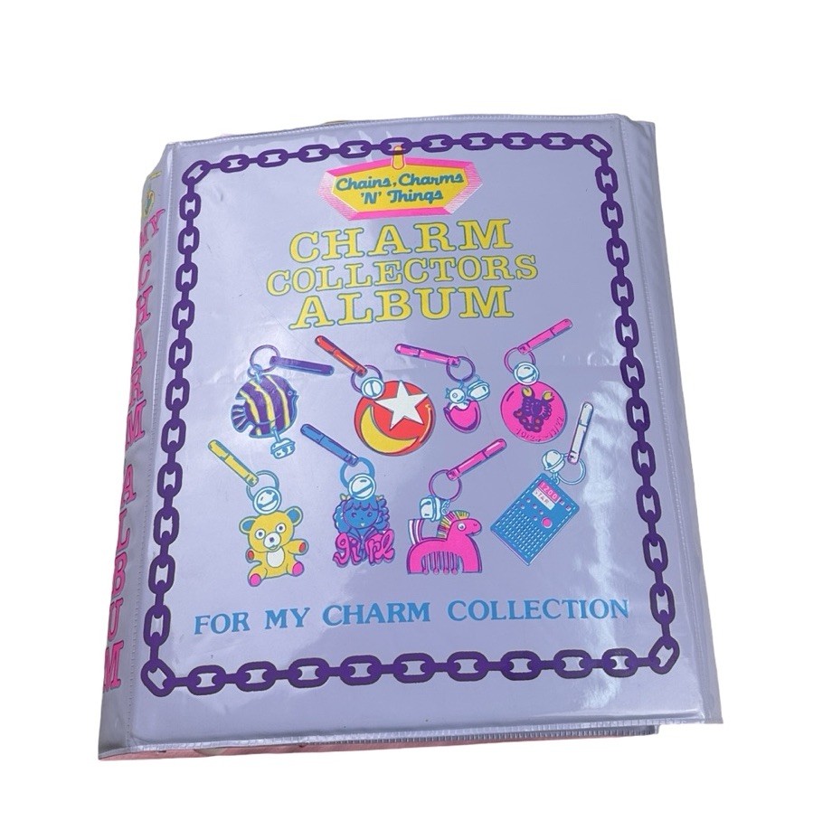 Vintage 1985 Imperial Charm Collectors Album Chains, Charms N’ Things 90 Charms