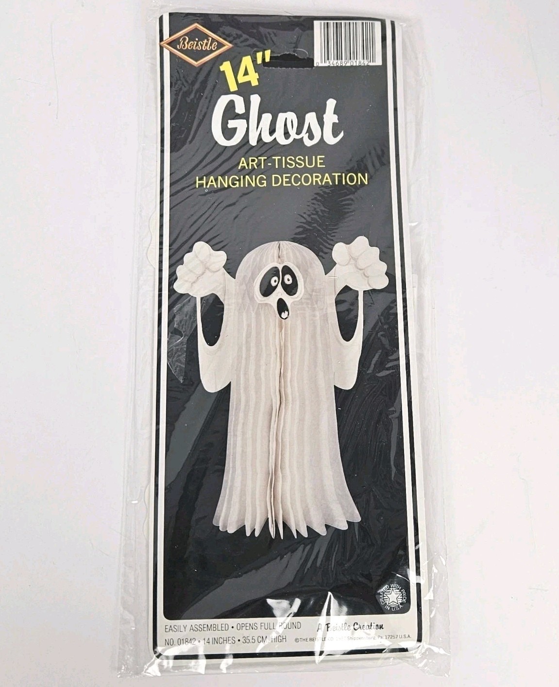 Vintage Beistle GHOST Honeycomb Art Tissue 14” Halloween Decoration 1987 New