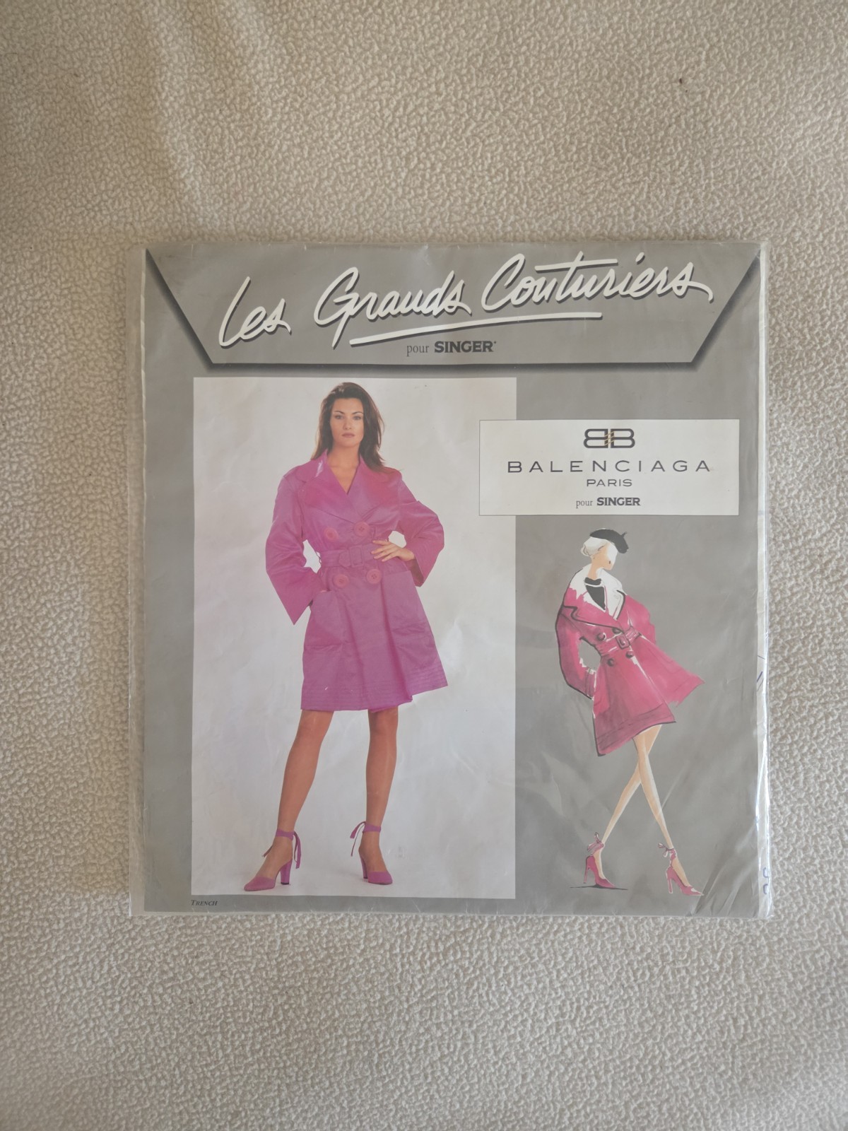RARE Vintage 90's Balenciaga Sewing Pattern Tag Singer Patrons Griffes France