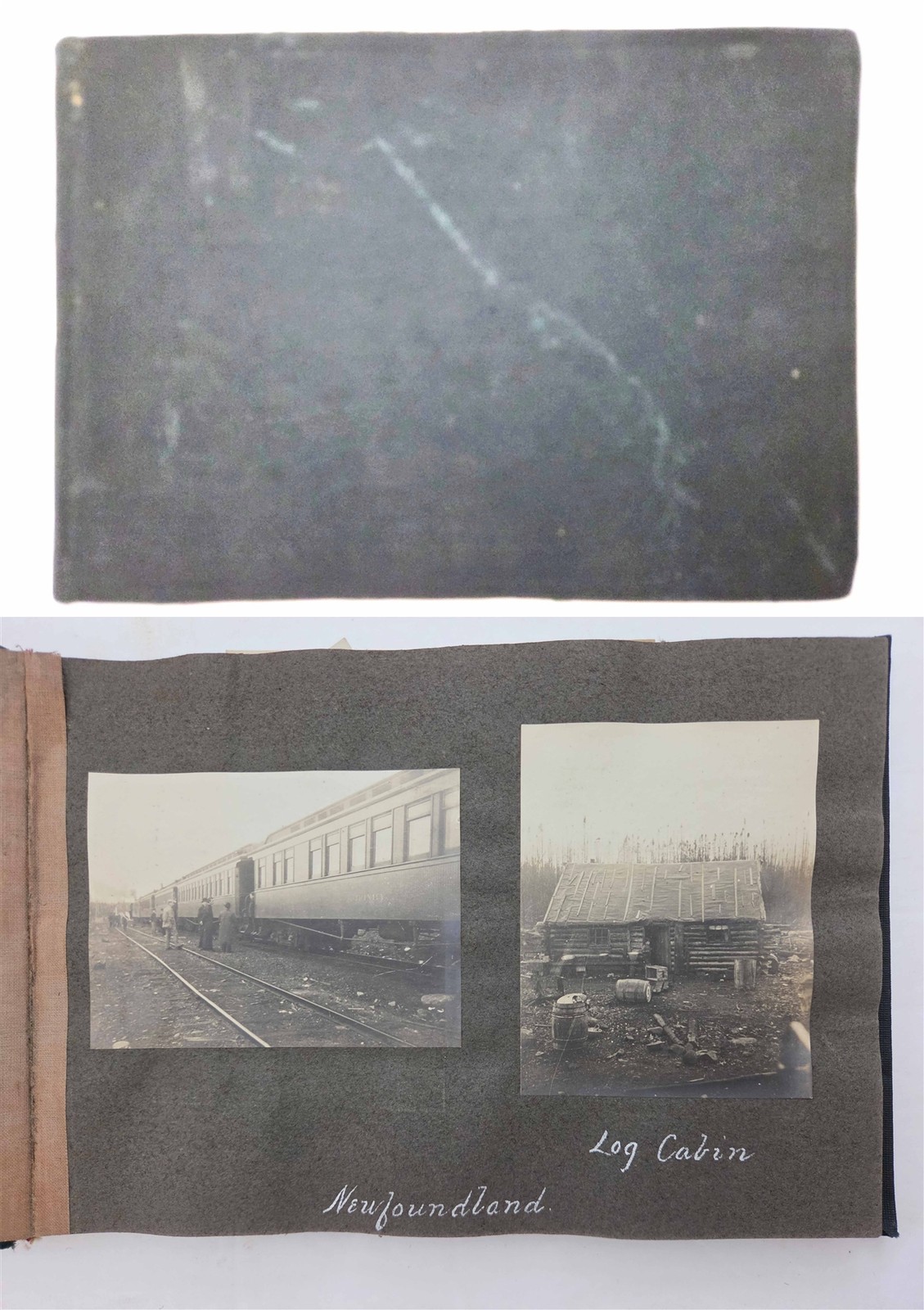 1903 antique TRAVEL PHOTO ALBUM NEWFOUNDLAND HALIFAX CHARLOTTETOWN Pushthrough