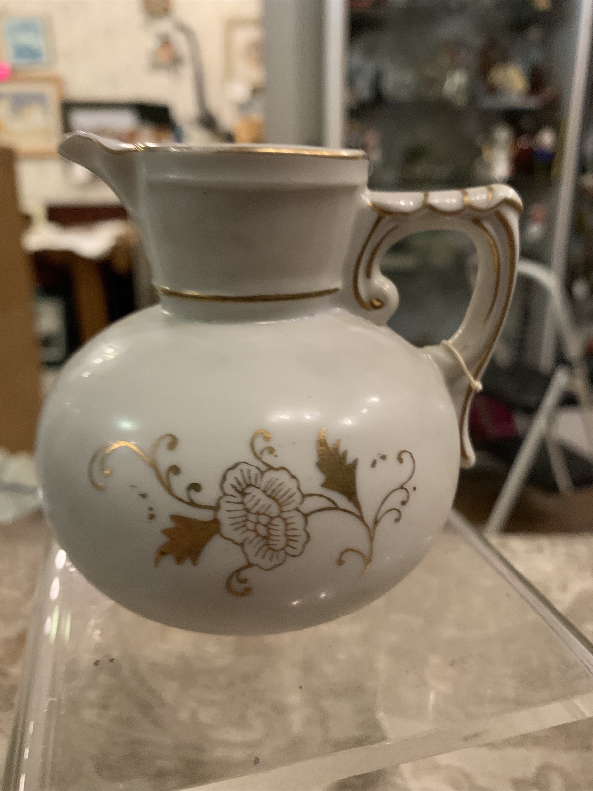 vintage antique gilded floral pitcher vase 