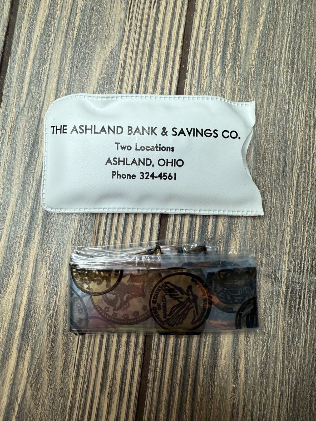 Vintage Ashland Bank & Savings Co. Ashland Ohio Plastic Sleeve and Cover