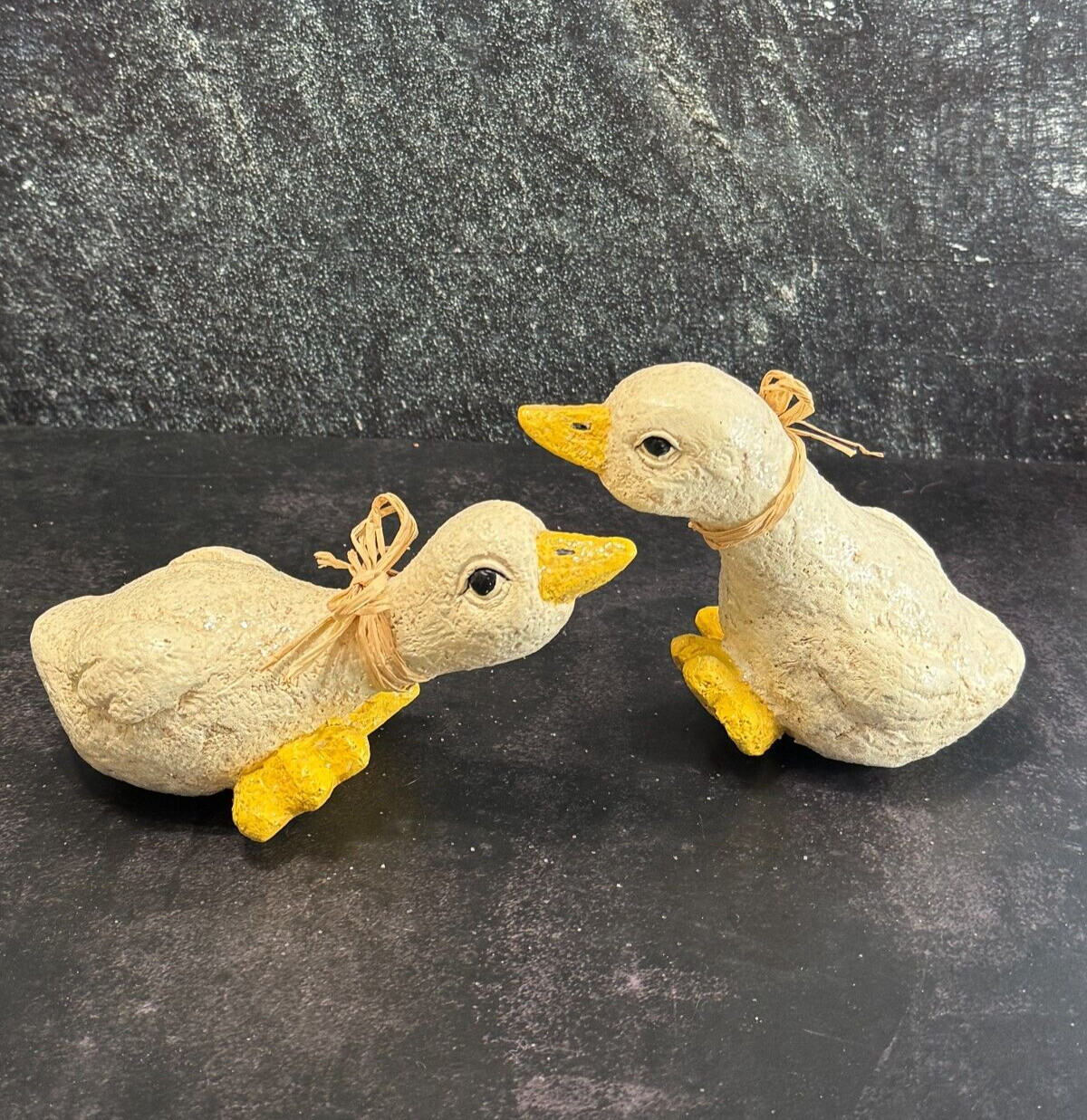 Vintage Enesco Baby Duck Figurines With Ribbons & Glitter 6\