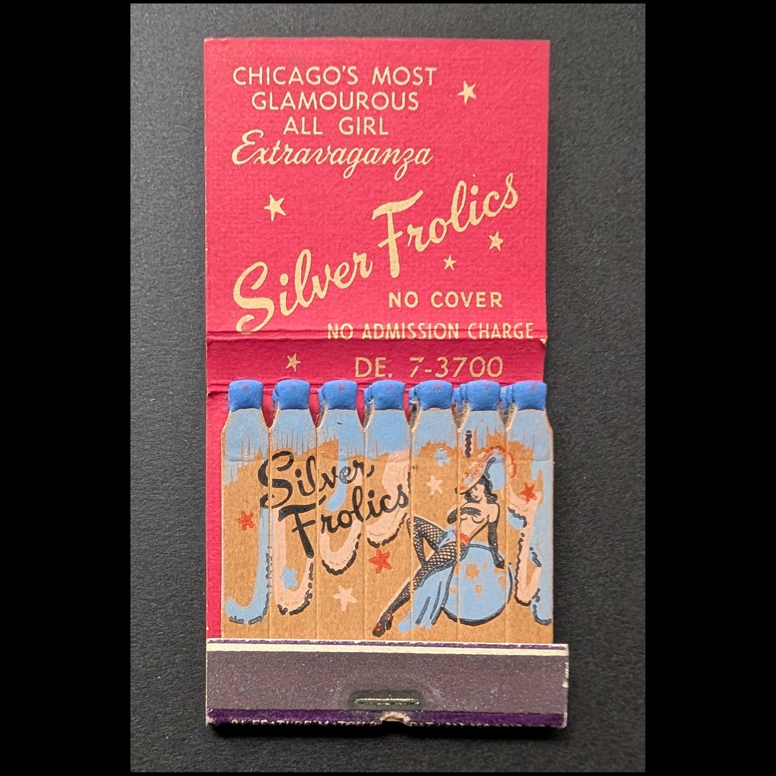 Full Length Full Book Girlie Feature Matchbook Silver Frolics Chicago IL